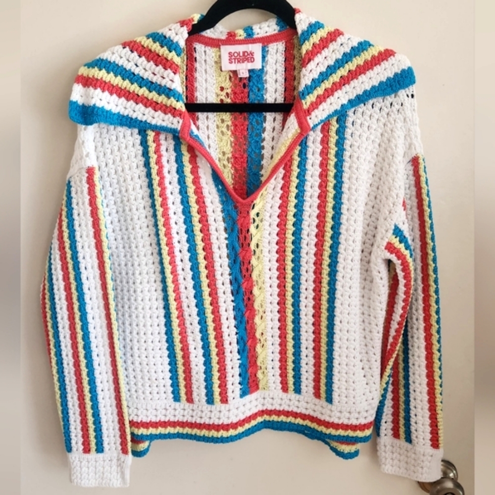 SOLID AND STRIPED Crochet pullover Sweater S